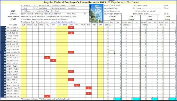 2025 Leave Chart